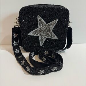 Moyna New York Hand-Beaded
Star Crossbody Bag - Excellent
Condition Black&Silver